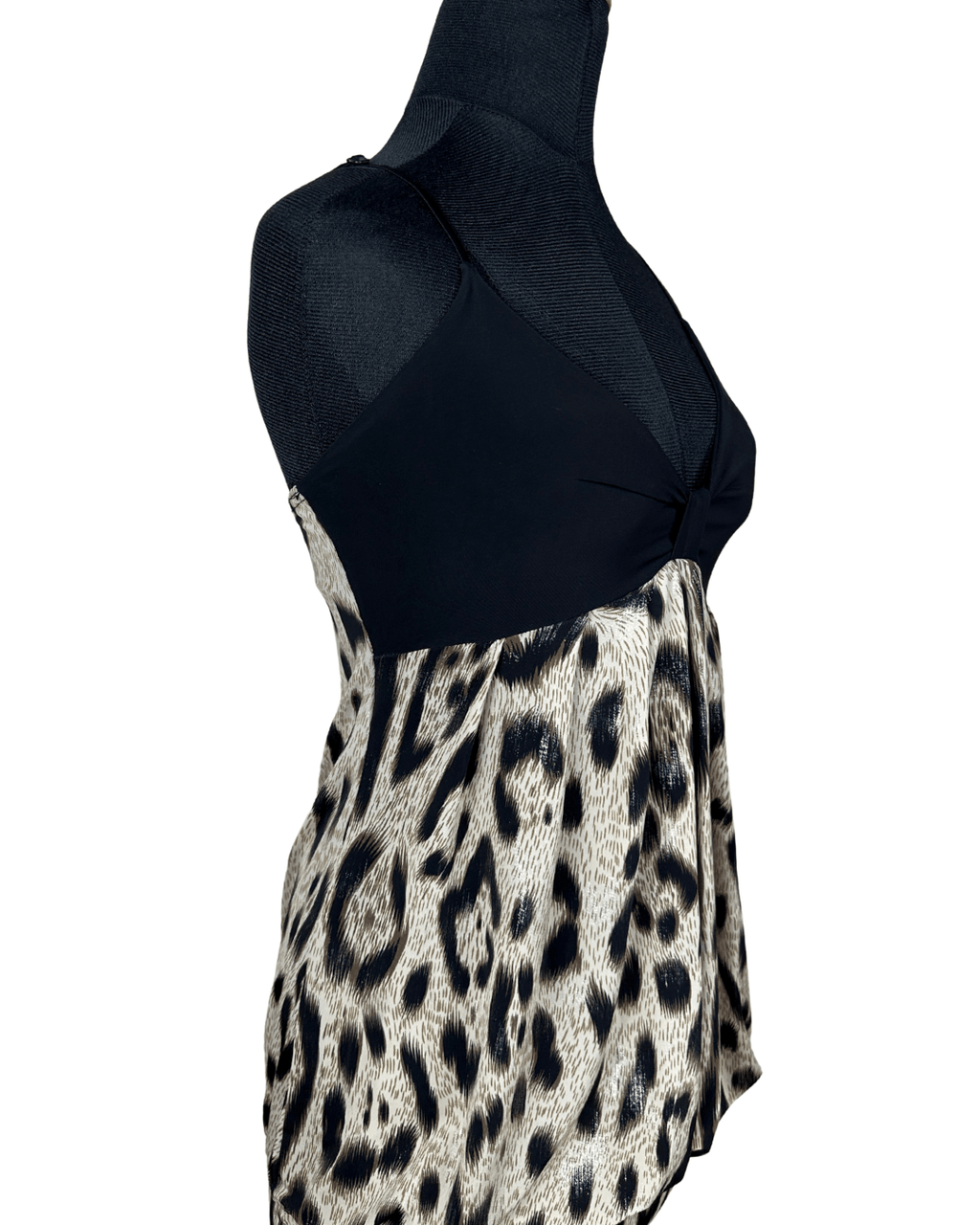Leopard Print Cami with Black Bust Panel - Funkify