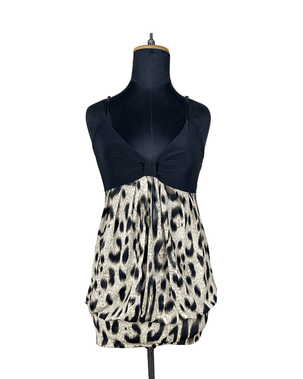 Leopard Print Cami with Black Bust Panel - Funkify