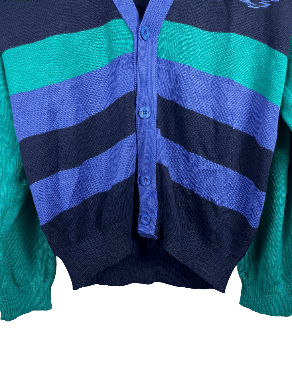 Lewinger Colorblock Cardigan Sailboat Embroidery Large - Funkify
