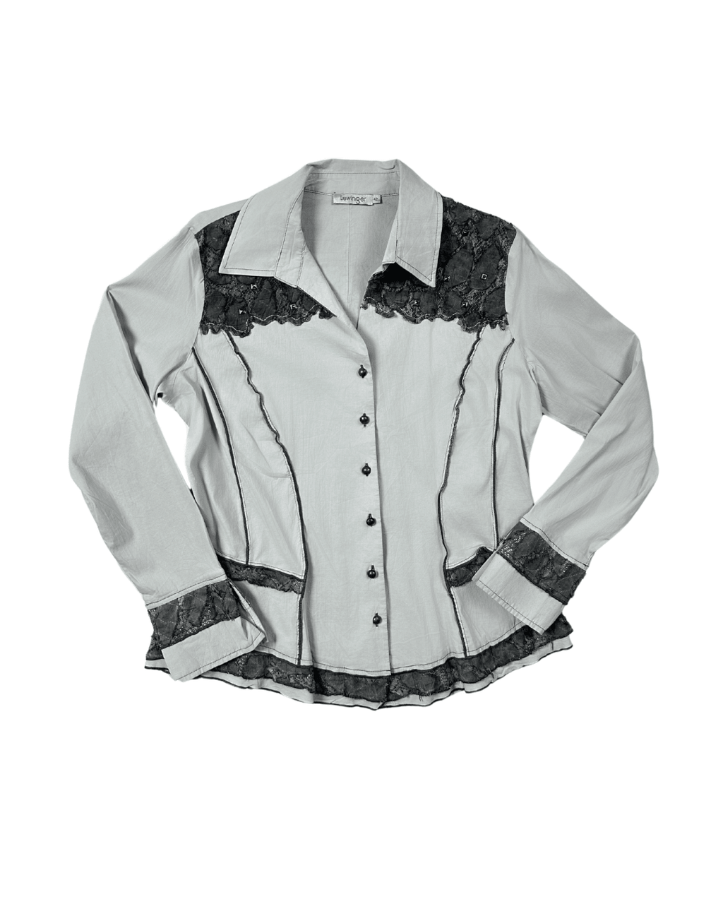 Lewinger Fitted Shirt with Lace Detail Size 42 - Funkify