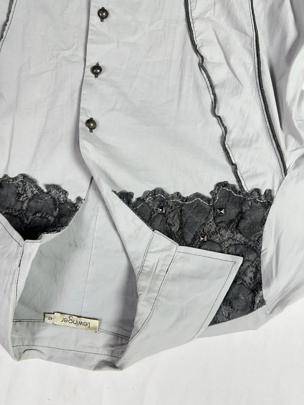Lewinger Fitted Shirt with Lace Detail Size 42 - Funkify