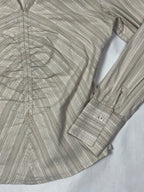 Livre Vintage Striped Ruched Fitted Blouse - Funkify