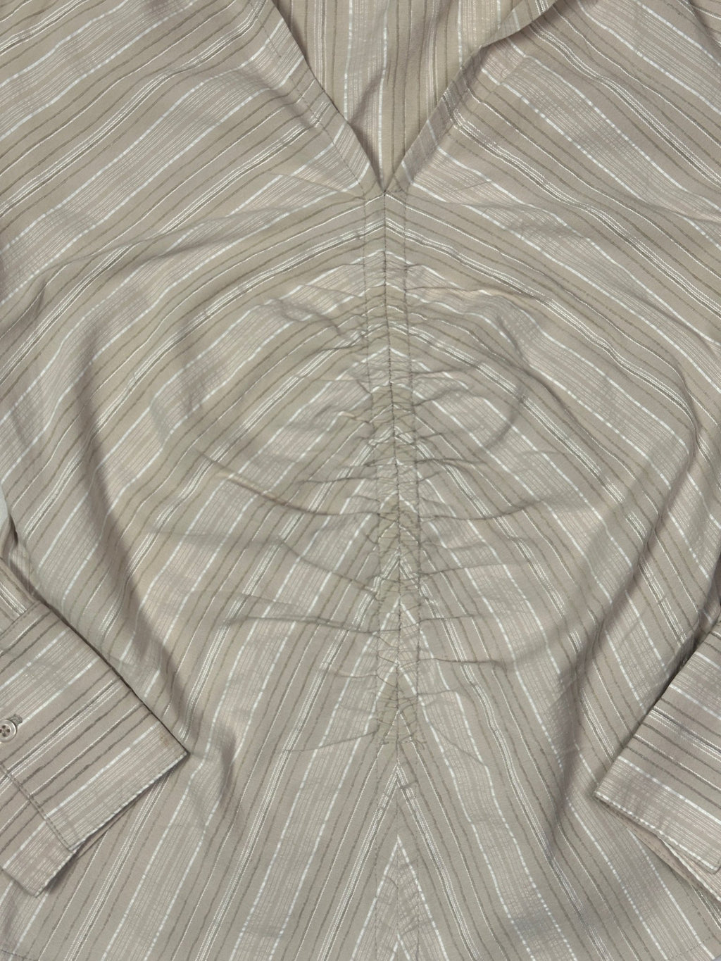 Livre Vintage Striped Ruched Fitted Blouse - Funkify