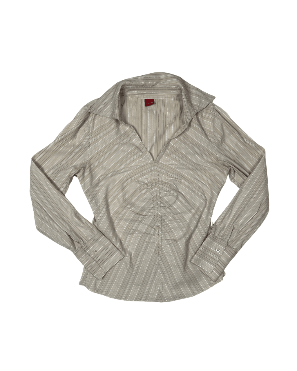 Livre Vintage Striped Ruched Fitted Blouse - Funkify