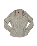 Livre Vintage Striped Ruched Fitted Blouse - Funkify