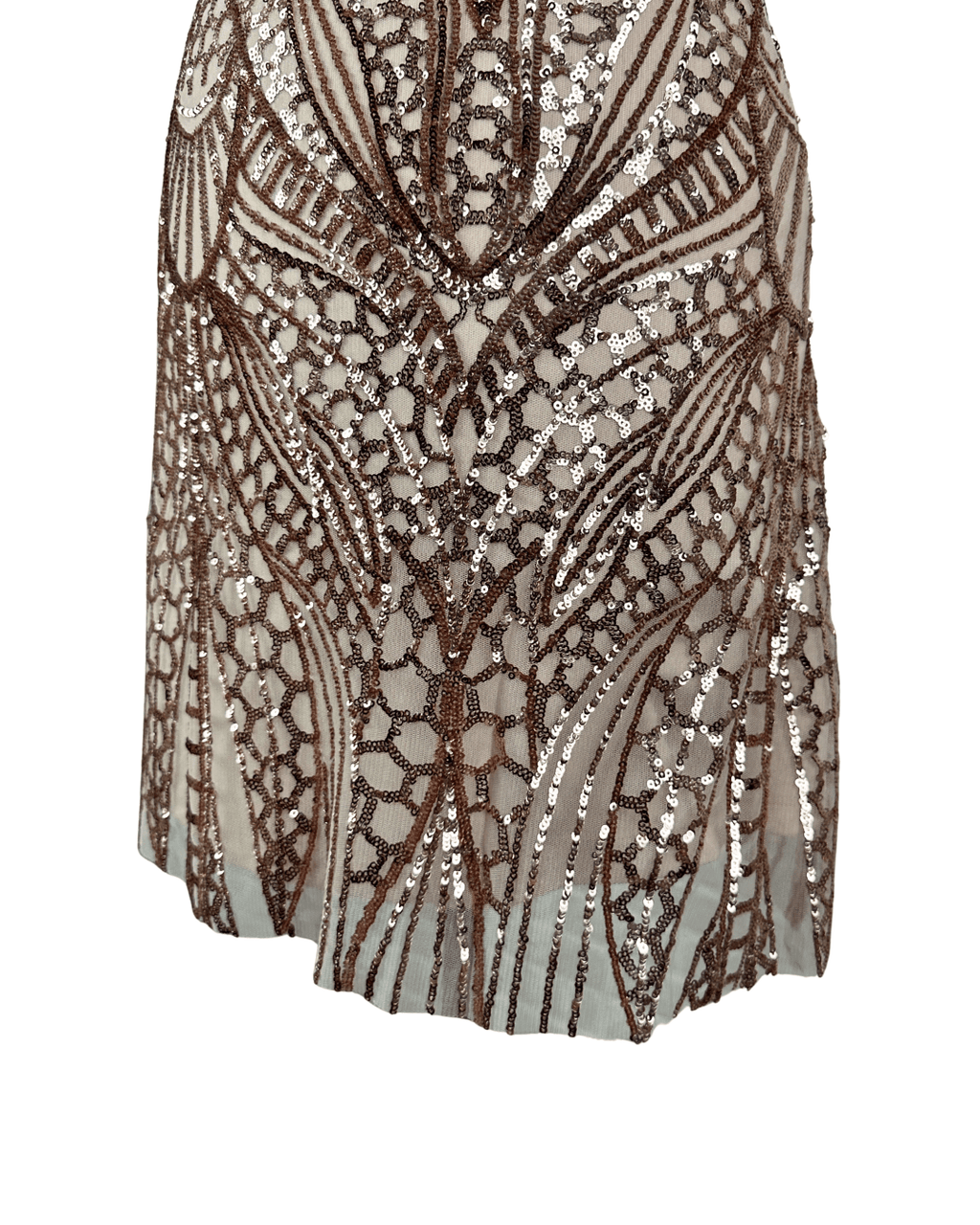 Love Triangle Sequin Embellished Cami Rose Gold Dress - Funkify