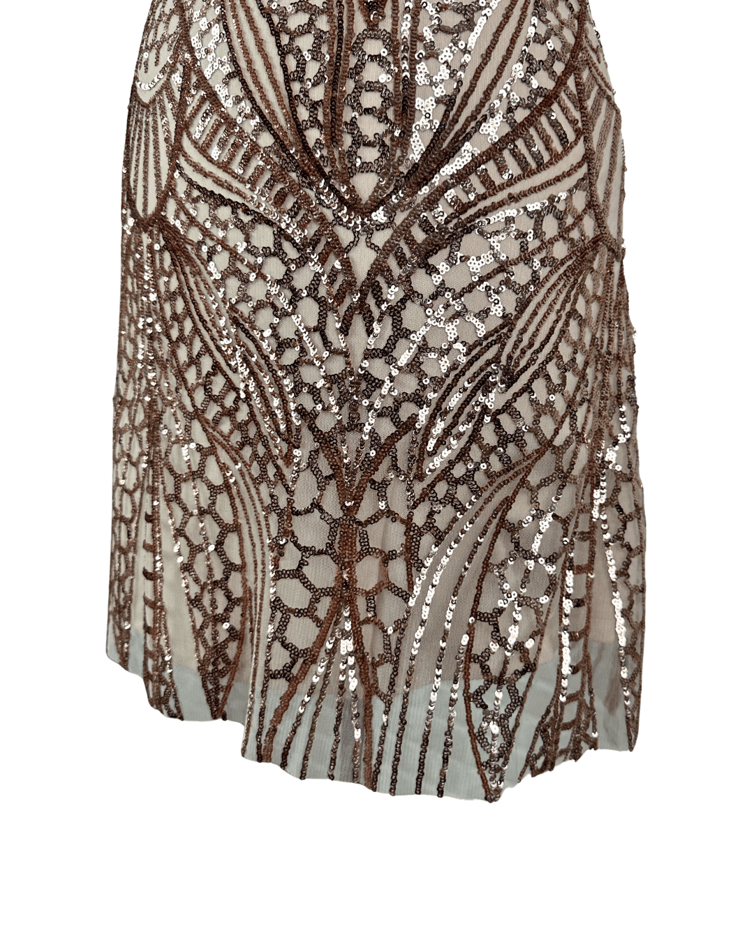 Love Triangle Sequin Embellished Cami Rose Gold Dress - Funkify