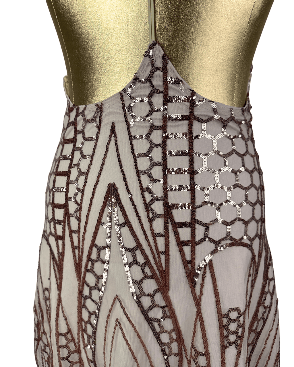 Love Triangle Sequin Embellished Cami Rose Gold Dress - Funkify