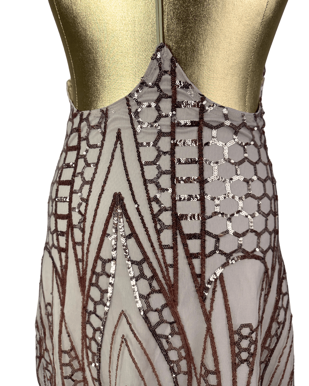 Love Triangle Sequin Embellished Cami Rose Gold Dress - Funkify