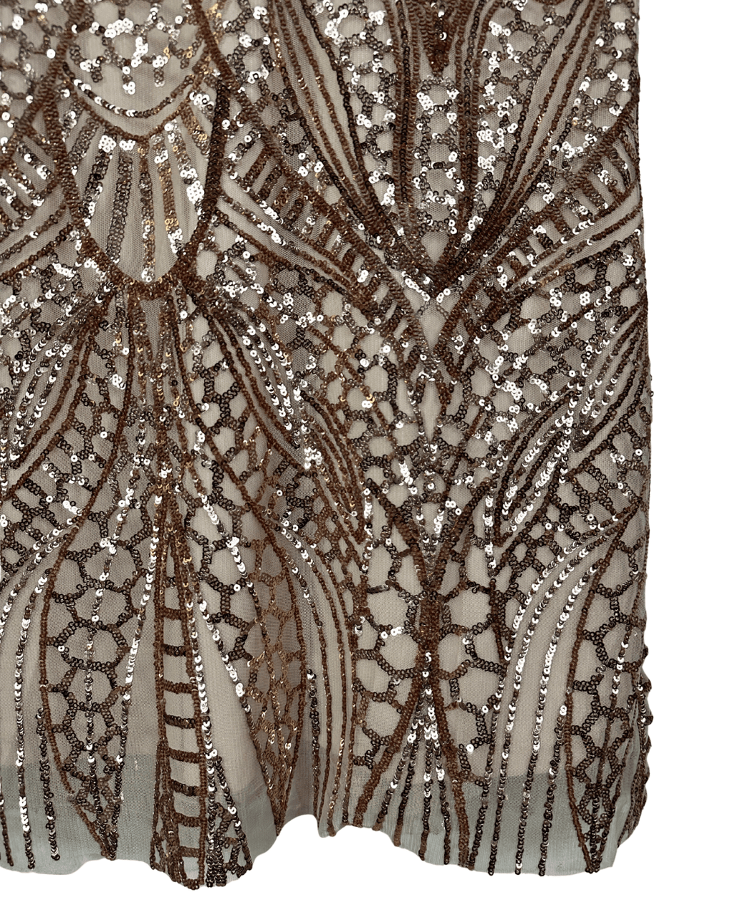 Love Triangle Sequin Embellished Cami Rose Gold Dress - Funkify