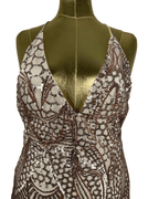 Love Triangle Sequin Embellished Cami Rose Gold Dress - Funkify