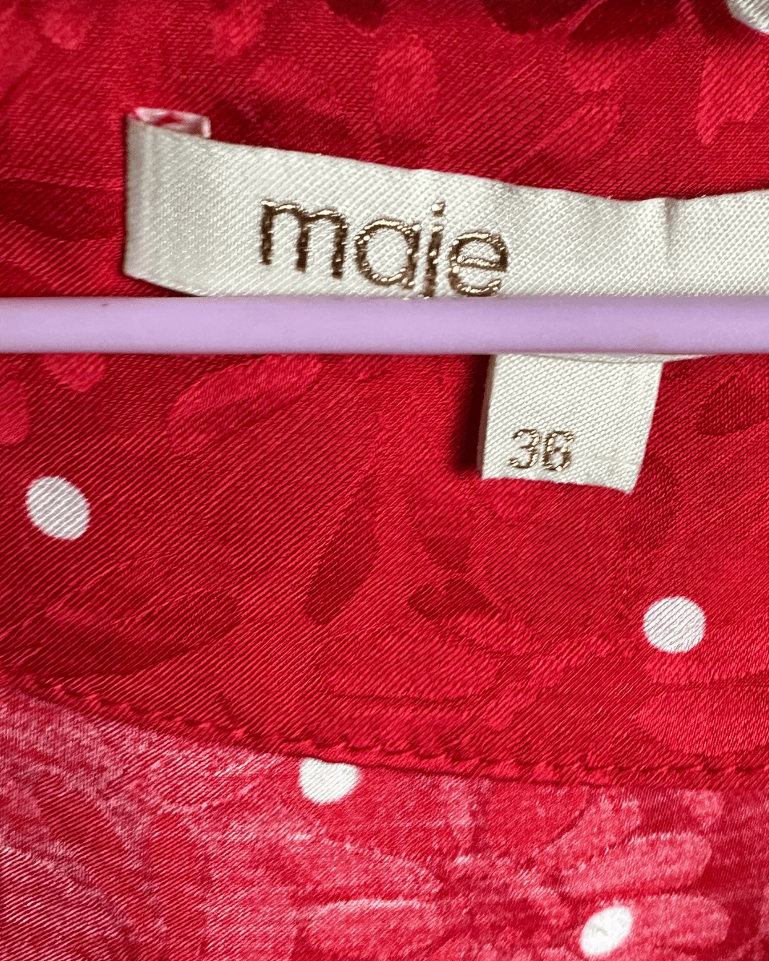 Maje Red Polka Dot Twist-Front Dress - Funkify