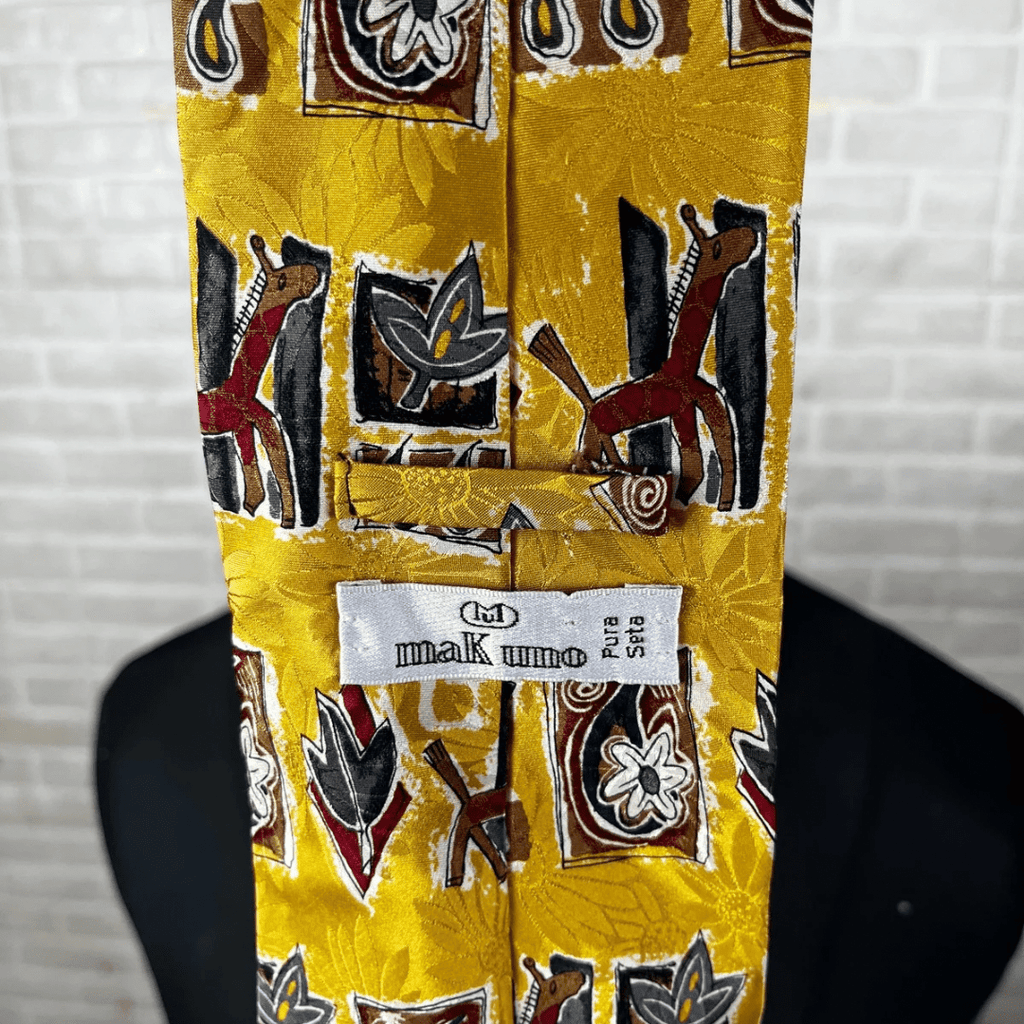 Mak Uno Pure Silk Giraffe Necktie 10 cm - Funkify