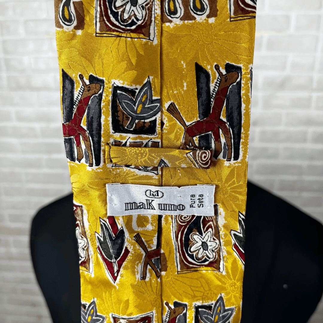Mak Uno Pure Silk Giraffe Necktie 10 cm - Funkify