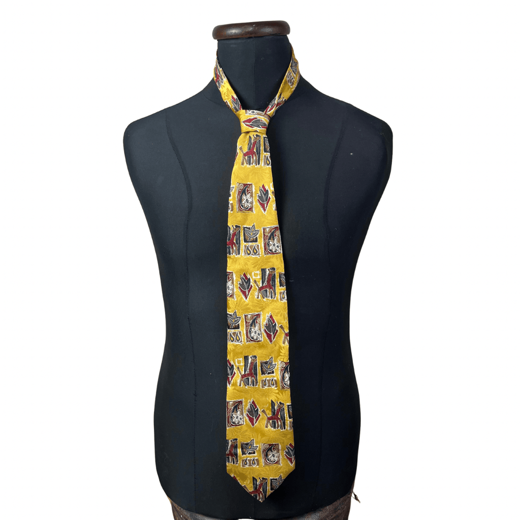 Mak Uno Pure Silk Giraffe Necktie 10 cm - Funkify
