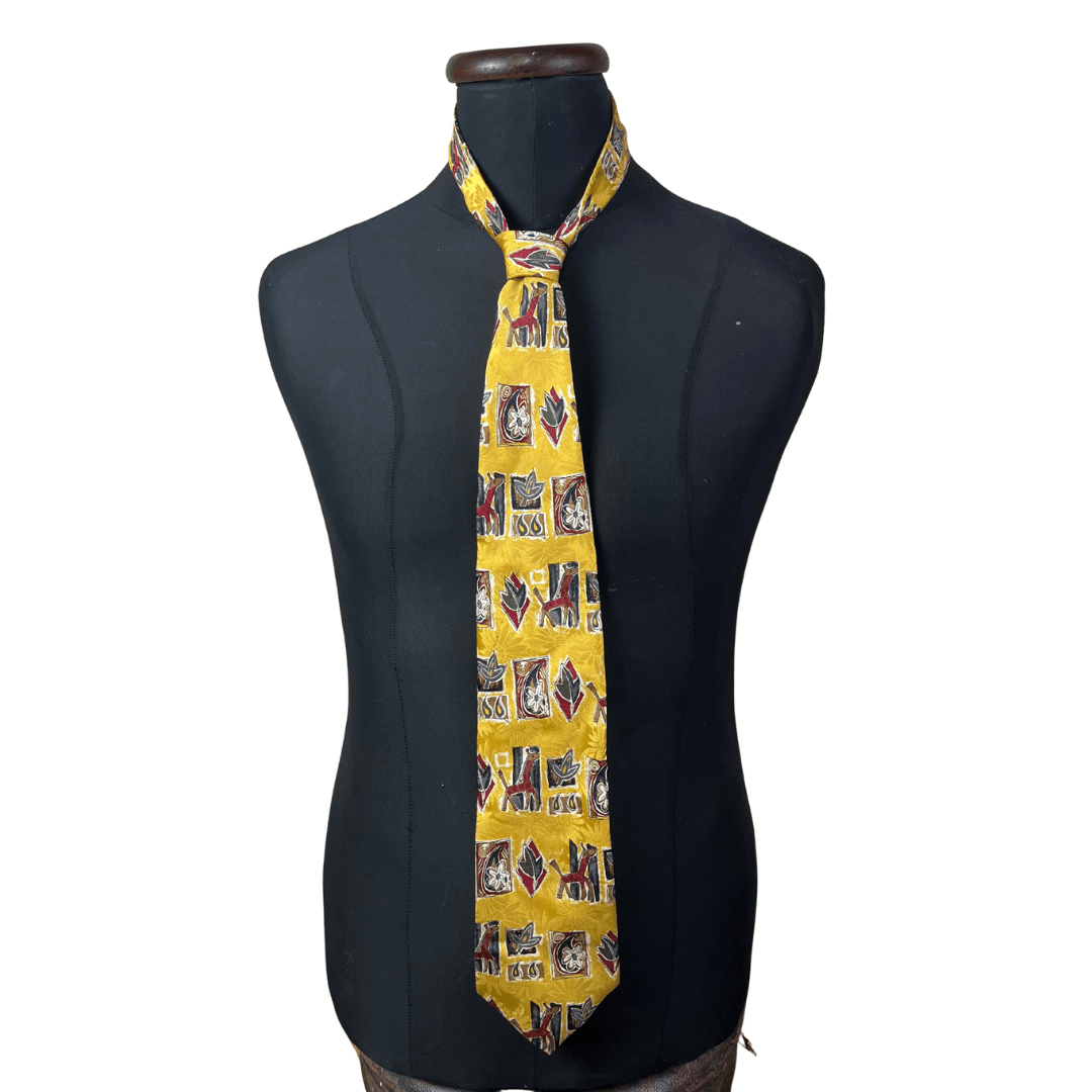 Mak Uno Pure Silk Giraffe Necktie 10 cm - Funkify