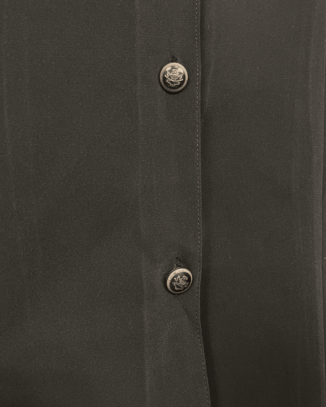 Mandarin Collar Brown Women's Shirt with Gold Crest Buttons - Funkify