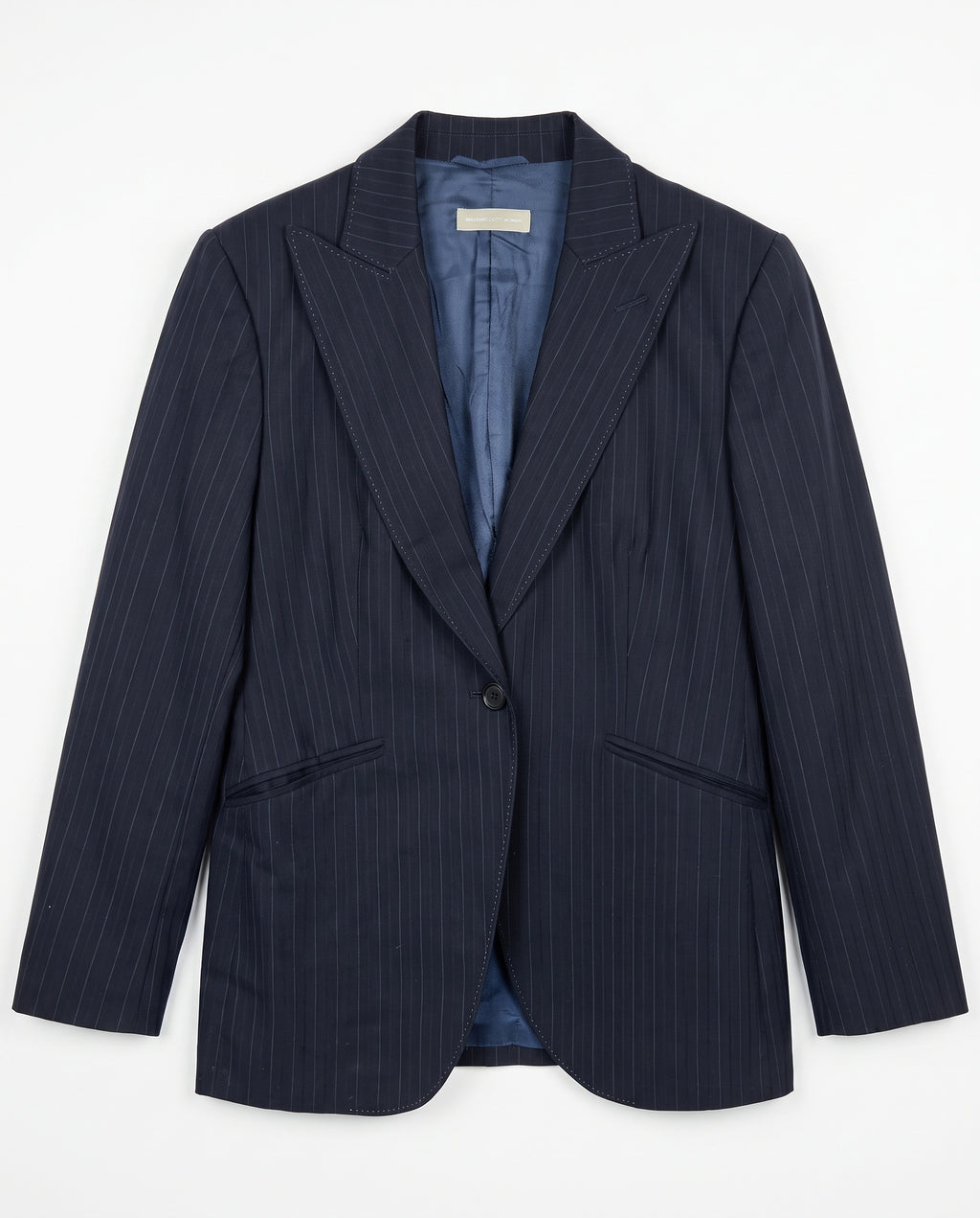 Massimo Dutti Navy Pinstripe Wool Women's Blazer