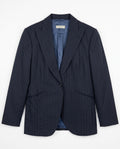 Massimo Dutti Navy Pinstripe Wool Women's Blazer