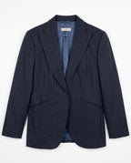 Massimo Dutti Navy Pinstripe Wool Women's Blazer