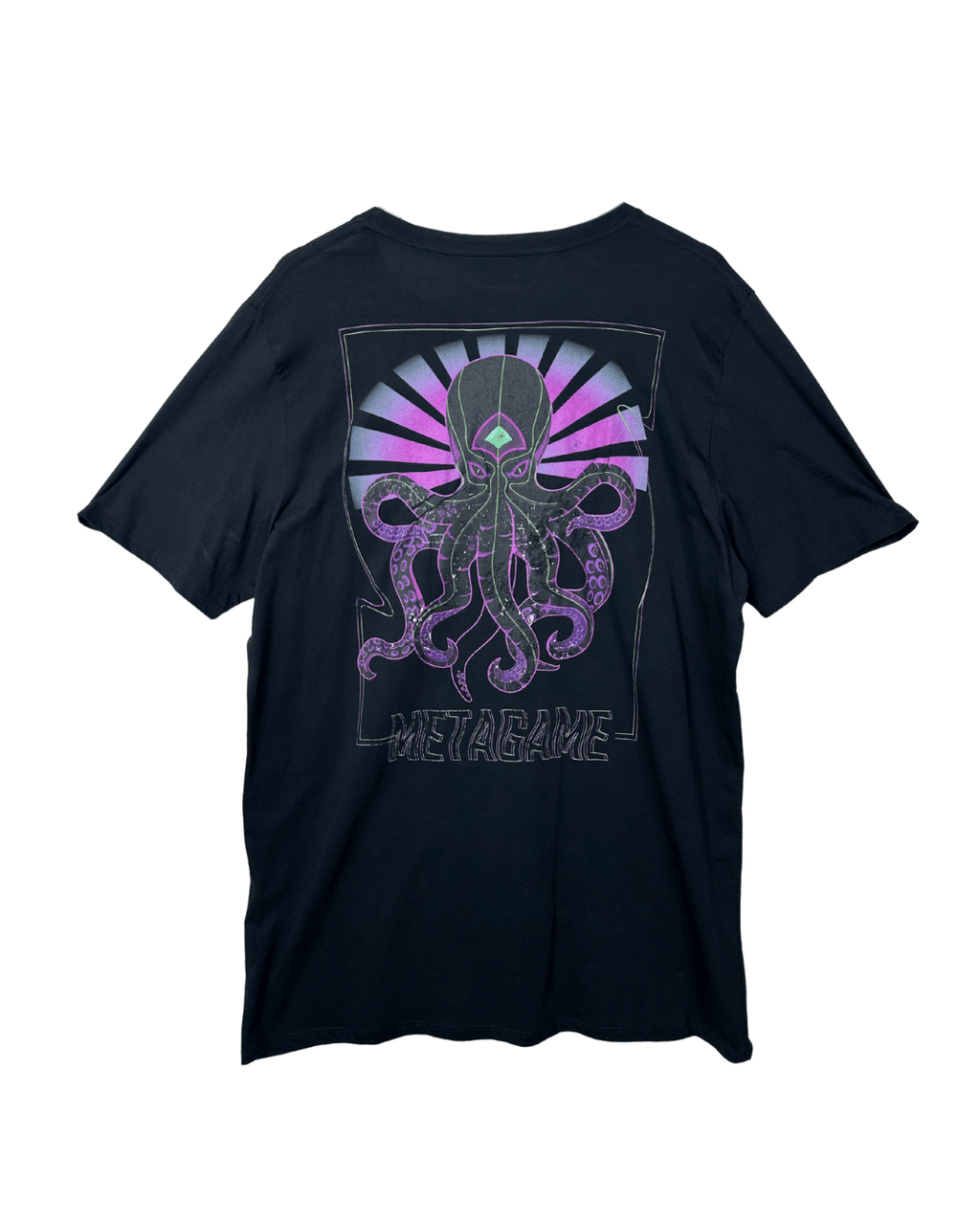 Metagame Octopus Graphic T-Shirt – Cyberpunk Gamer Tee XL - Funkify
