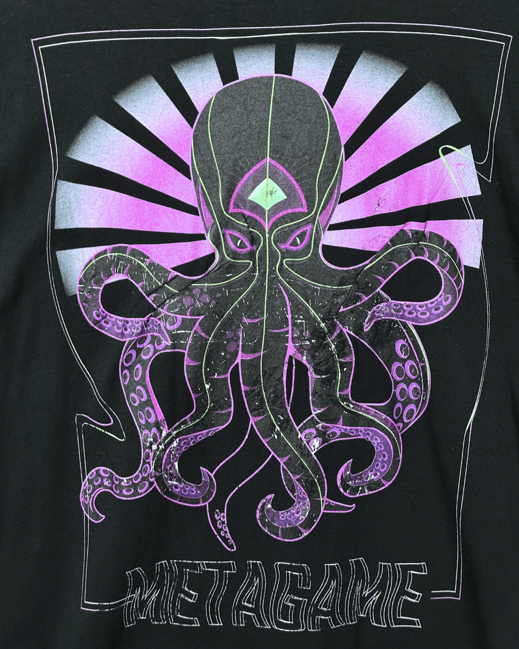 Metagame Octopus Graphic T-Shirt – Cyberpunk Gamer Tee XL - Funkify