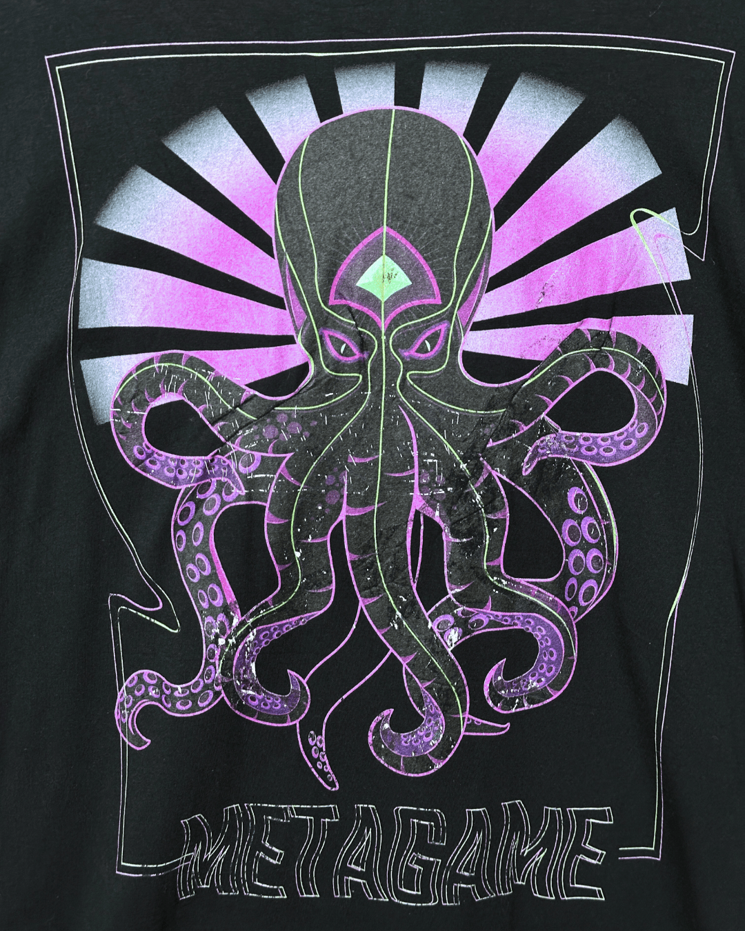 Metagame Octopus Graphic T-Shirt – Cyberpunk Gamer Tee XL - Funkify