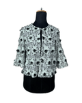 Mint Pastel Flower Appliqué Embroidered Open Front Top - Funkify