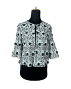 Mint Pastel Flower Appliqué Embroidered Open Front Top - Funkify