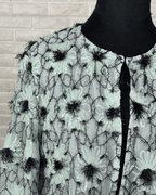 Mint Pastel Flower Appliqué Embroidered Open Front Top - Funkify