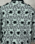 Mint Pastel Flower Appliqué Embroidered Open Front Top - Funkify