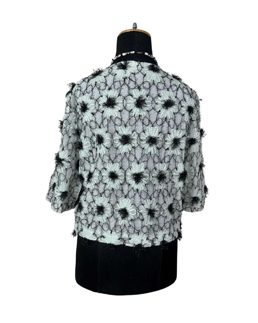 Mint Pastel Flower Appliqué Embroidered Open Front Top - Funkify