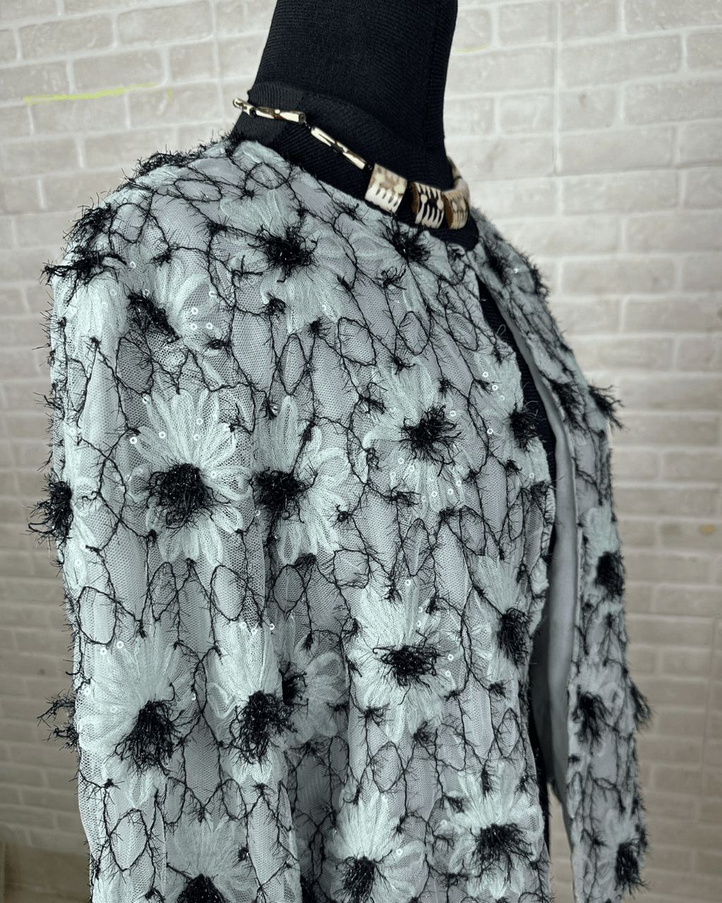 Mint Pastel Flower Appliqué Embroidered Open Front Top - Funkify