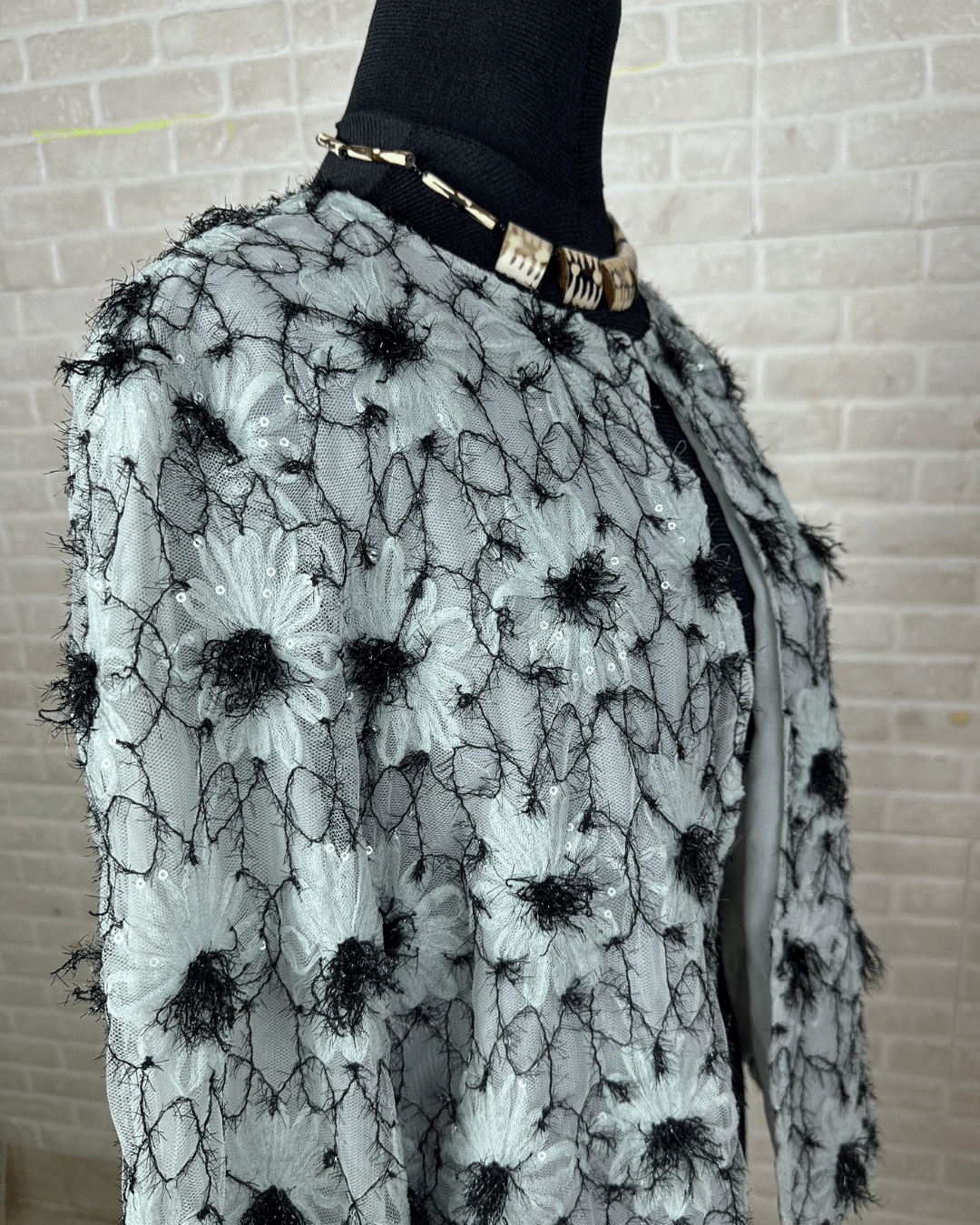 Mint Pastel Flower Appliqué Embroidered Open Front Top - Funkify