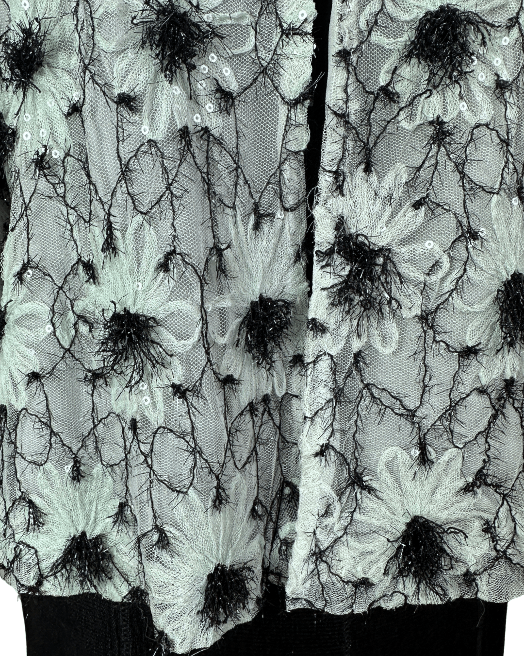 Mint Pastel Flower Appliqué Embroidered Open Front Top - Funkify