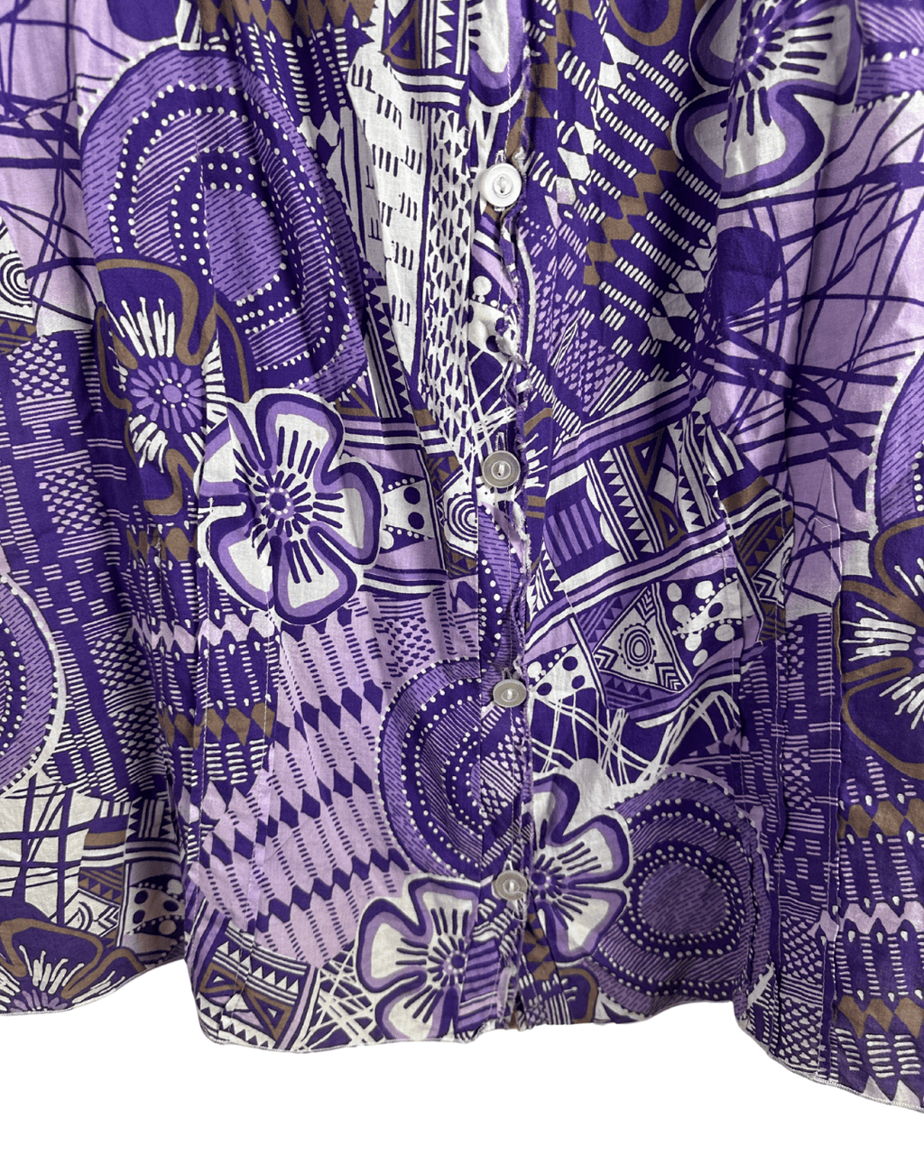Miss Etam Patterned Button Up Blouse - Funkify