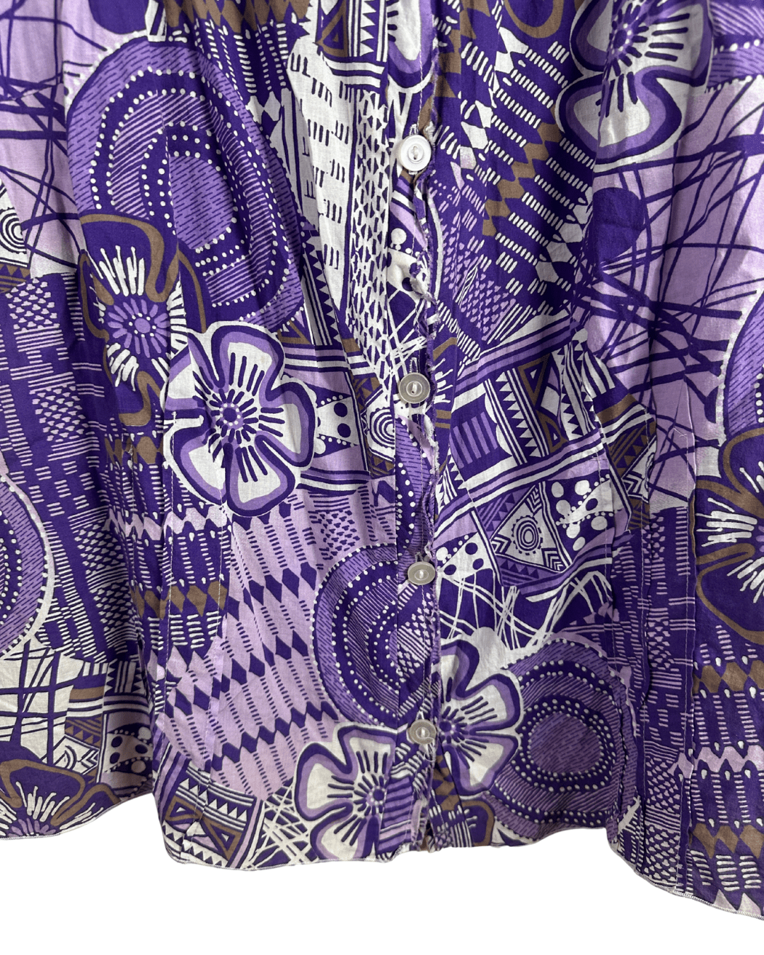 Miss Etam Patterned Button Up Blouse - Funkify