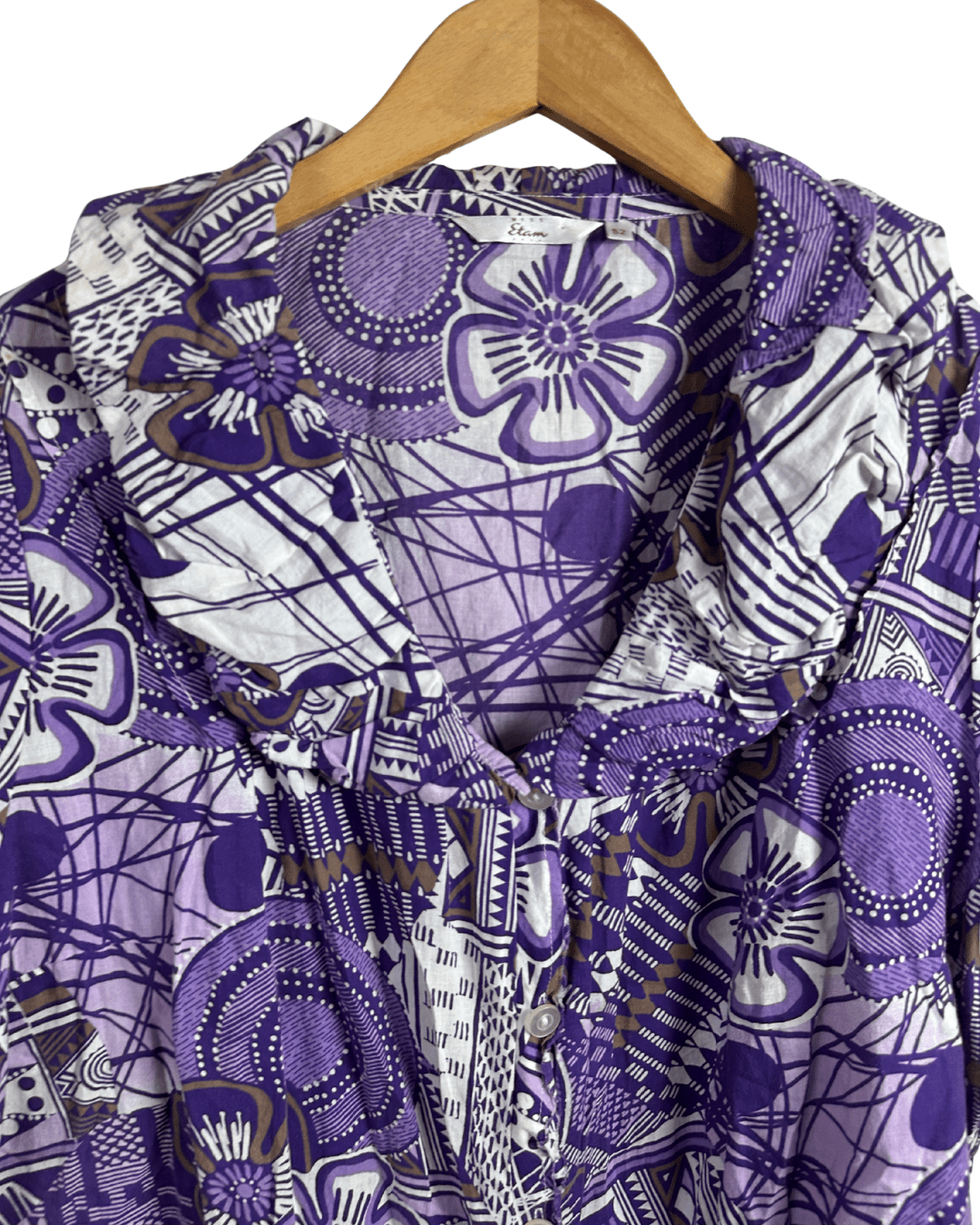 Miss Etam Patterned Button Up Blouse - Funkify