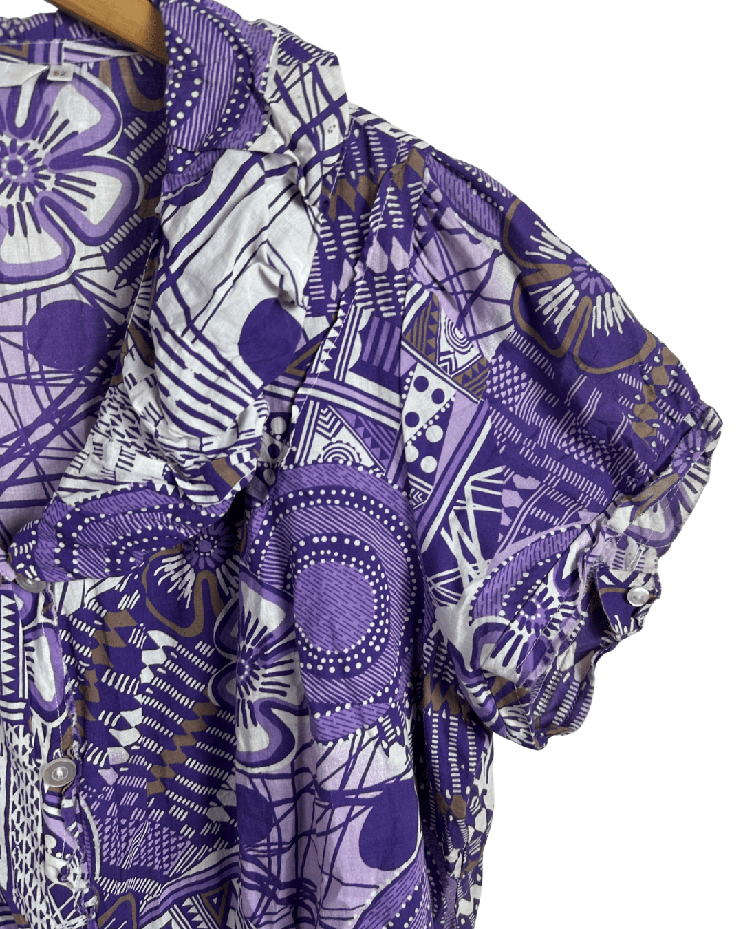 Miss Etam Patterned Button Up Blouse - Funkify