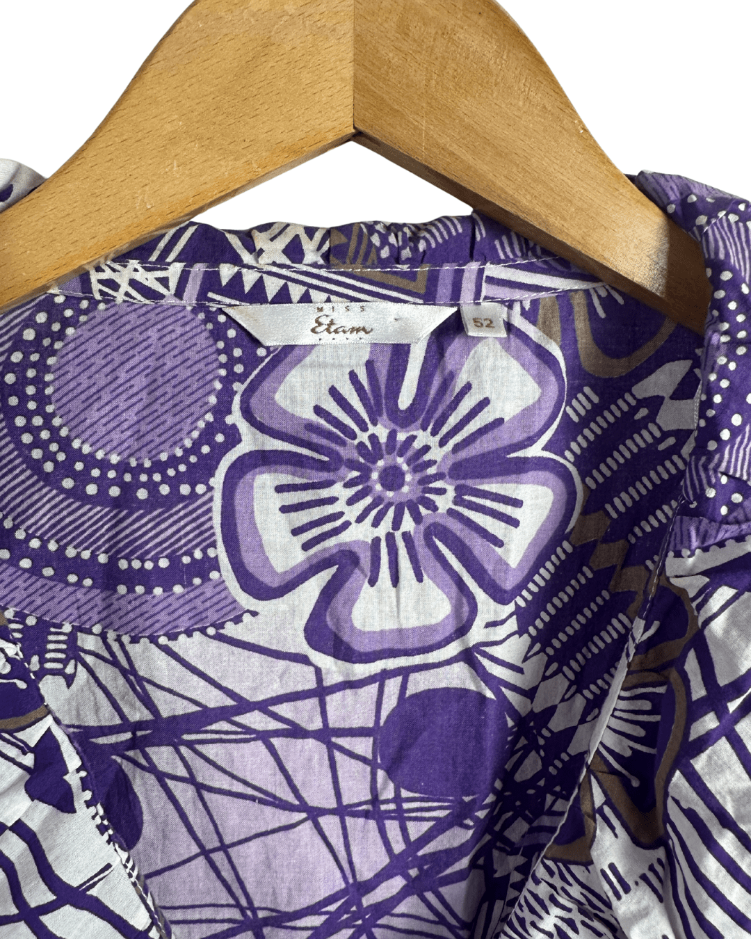 Miss Etam Patterned Button Up Blouse - Funkify