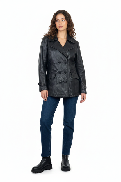 Black Women’s Genuine Leather Jacket - Small