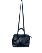 Moments Black Croc - Embossed Leather Handbag with Detachble Strap - Funkify