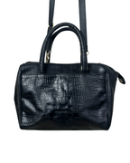 Moments Black Croc - Embossed Leather Handbag with Detachble Strap - Funkify