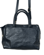 Moments Black Croc - Embossed Leather Handbag with Detachble Strap - Funkify