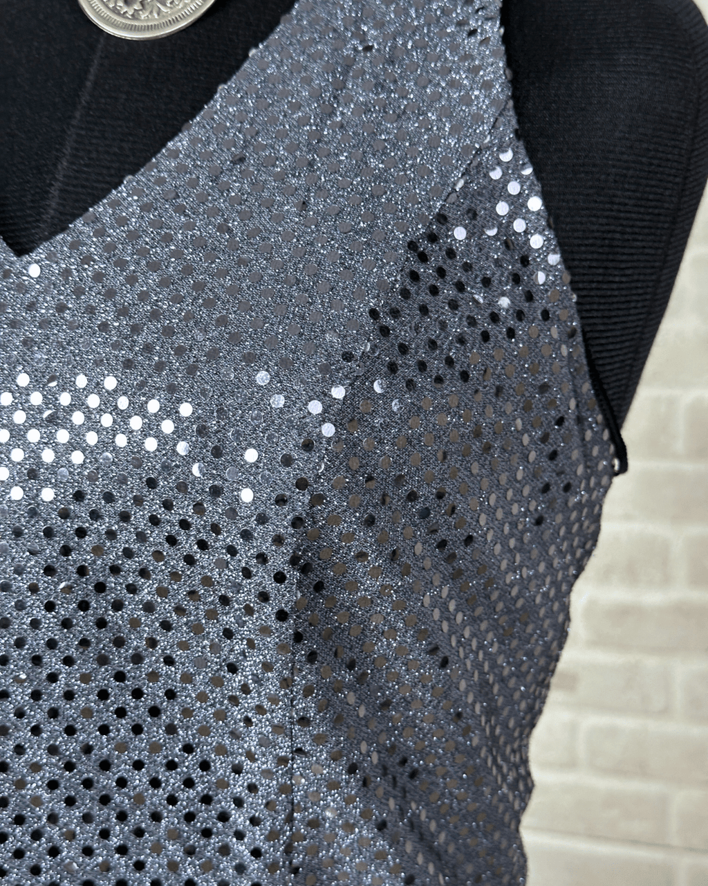 Montego Silver Sequin Halter Top – XS/S - Funkify