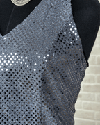 Montego Silver Sequin Halter Top – XS/S - Funkify
