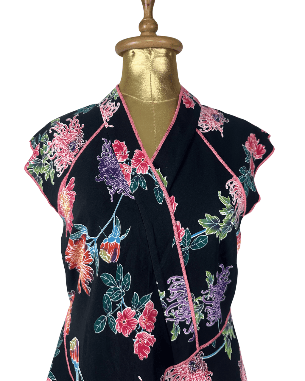 M&S Limited Edition Asian - inspired Floral Asymmetrical Wrap Blouse - Funkify