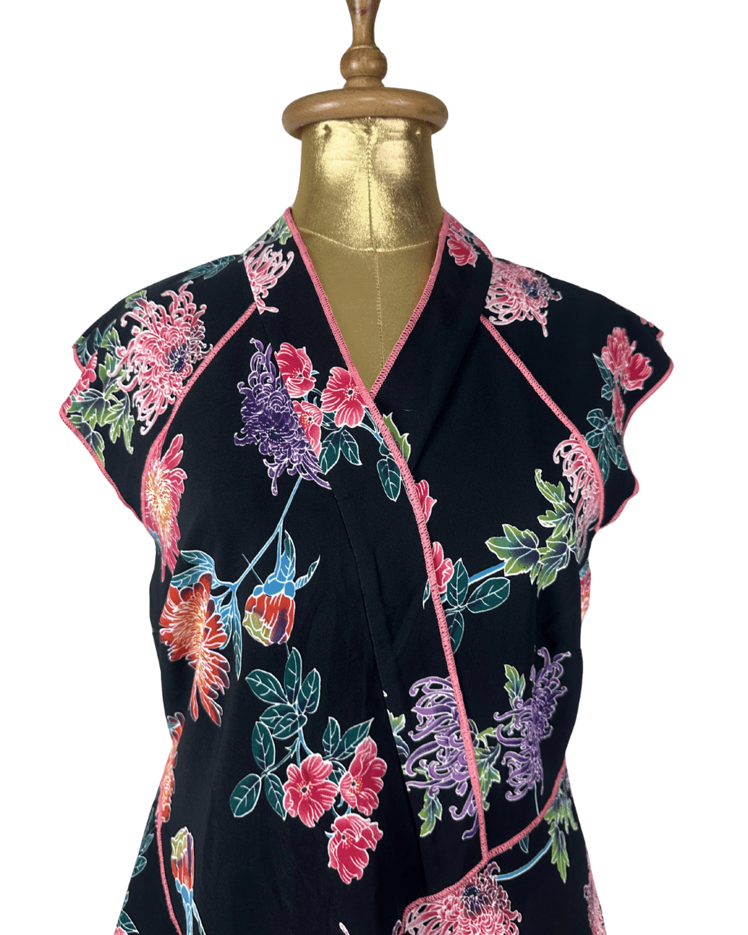 M&S Limited Edition Asian - inspired Floral Asymmetrical Wrap Blouse - Funkify