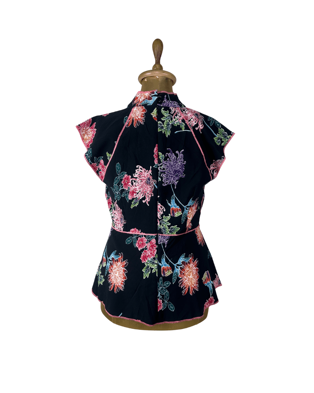 M&S Limited Edition Asian - inspired Floral Asymmetrical Wrap Blouse - Funkify