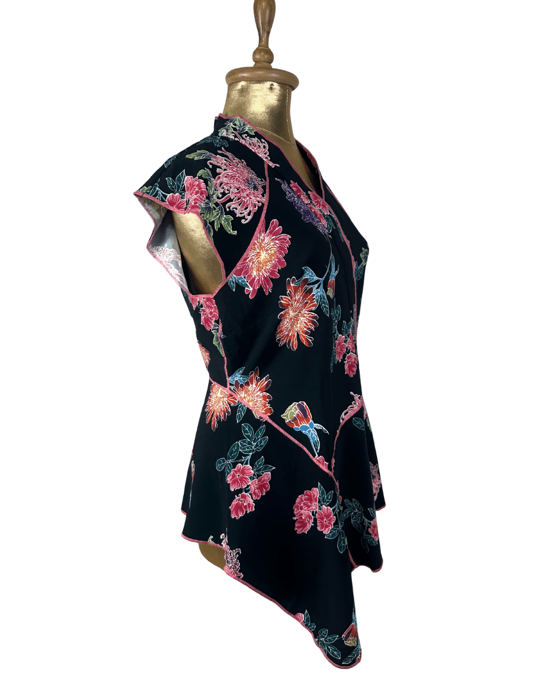 M&S Limited Edition Asian - inspired Floral Asymmetrical Wrap Blouse - Funkify